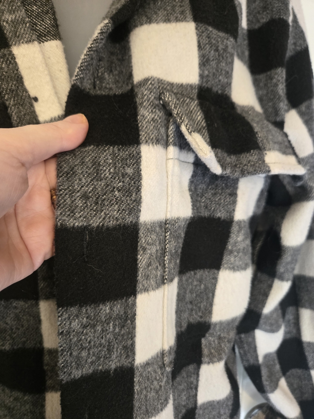 GAP Black and White Buffalo Plaid Shacket Wool Blend M - Picture 3 of 9
